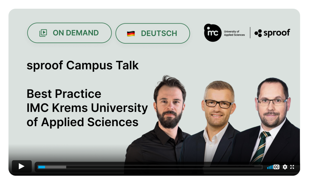 sproof Campus Talk IMC Krems Best Practice; E-Signatur im Hochschulbereich; Webinar